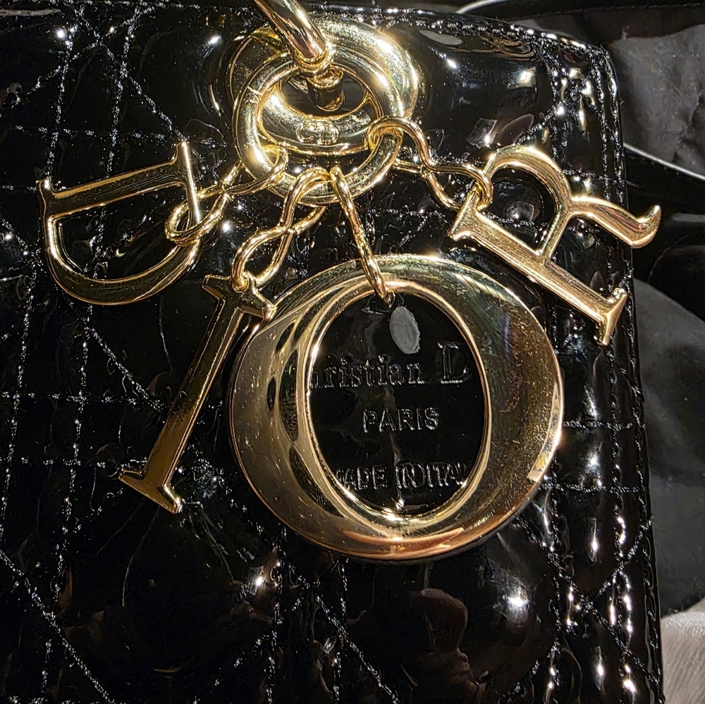 Dior Black and Gold Patent Leather Clutch - Picture 14 of 14
